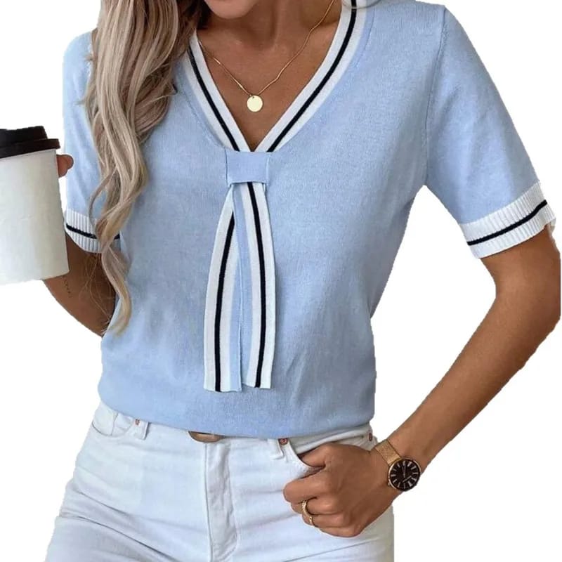 Jersey de punto manga corta con detalle de lazo