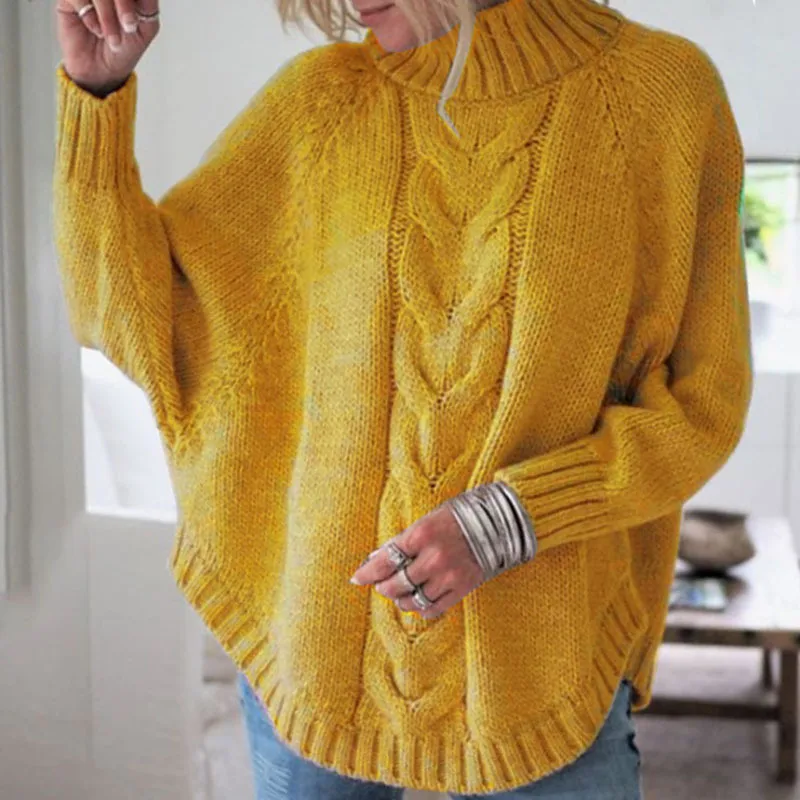 Jersey de punto trenzado cuello alto