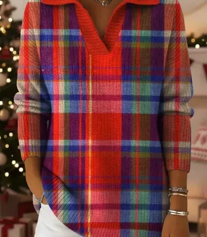 Jersey de cuadros con cuello polo