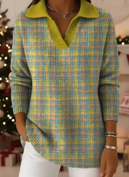 Jersey de cuadros con cuello polo