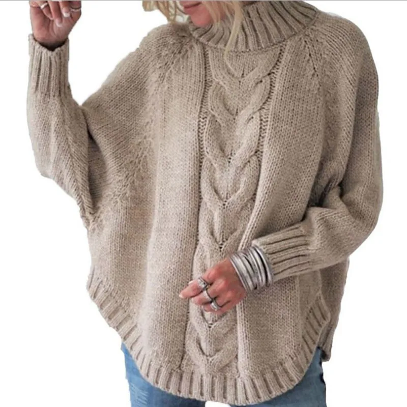 Jersey de punto trenzado cuello alto