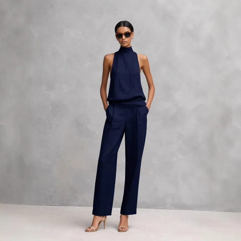 Conjunto fluido de top y pantalón