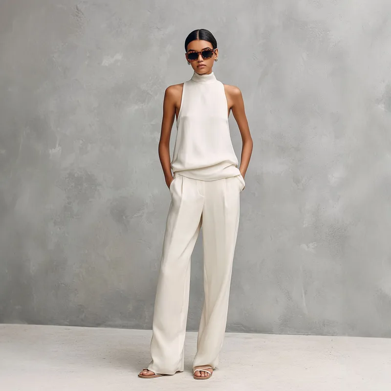 Conjunto fluido de top y pantalón