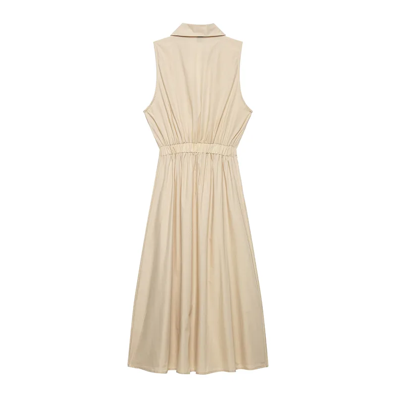 Vestido camisero midi con cinturón