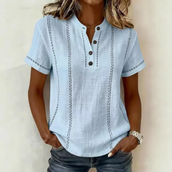 Blusa cielo bordada con botones