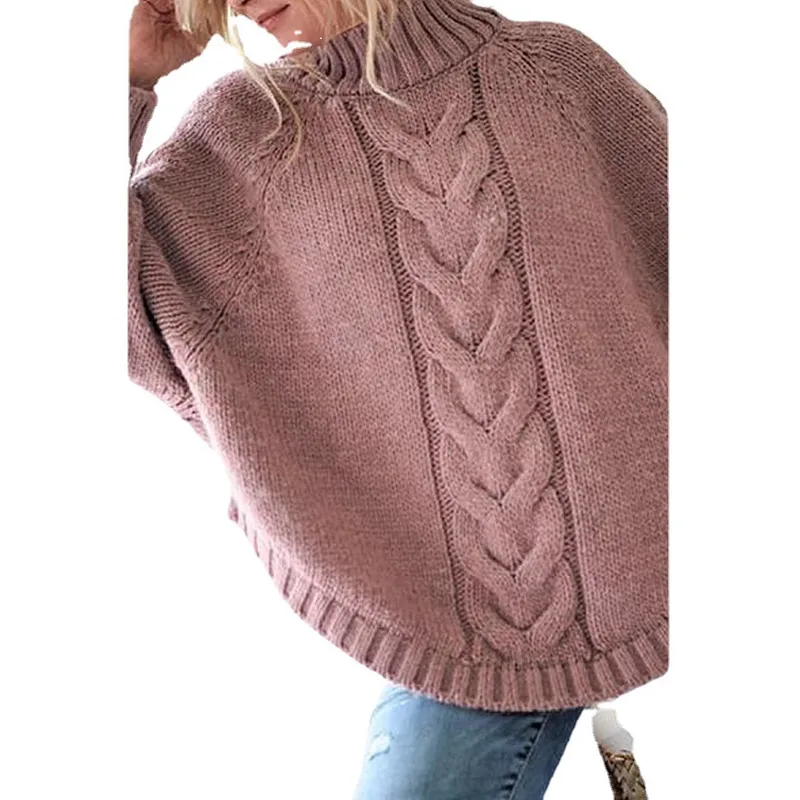 Jersey de punto trenzado cuello alto
